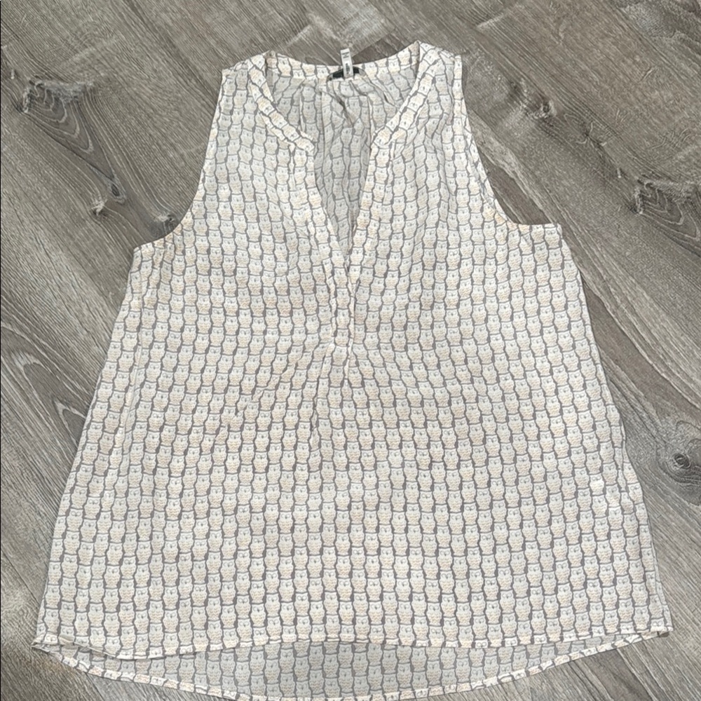Joie Cream Patterned Sleeveless Blouse
